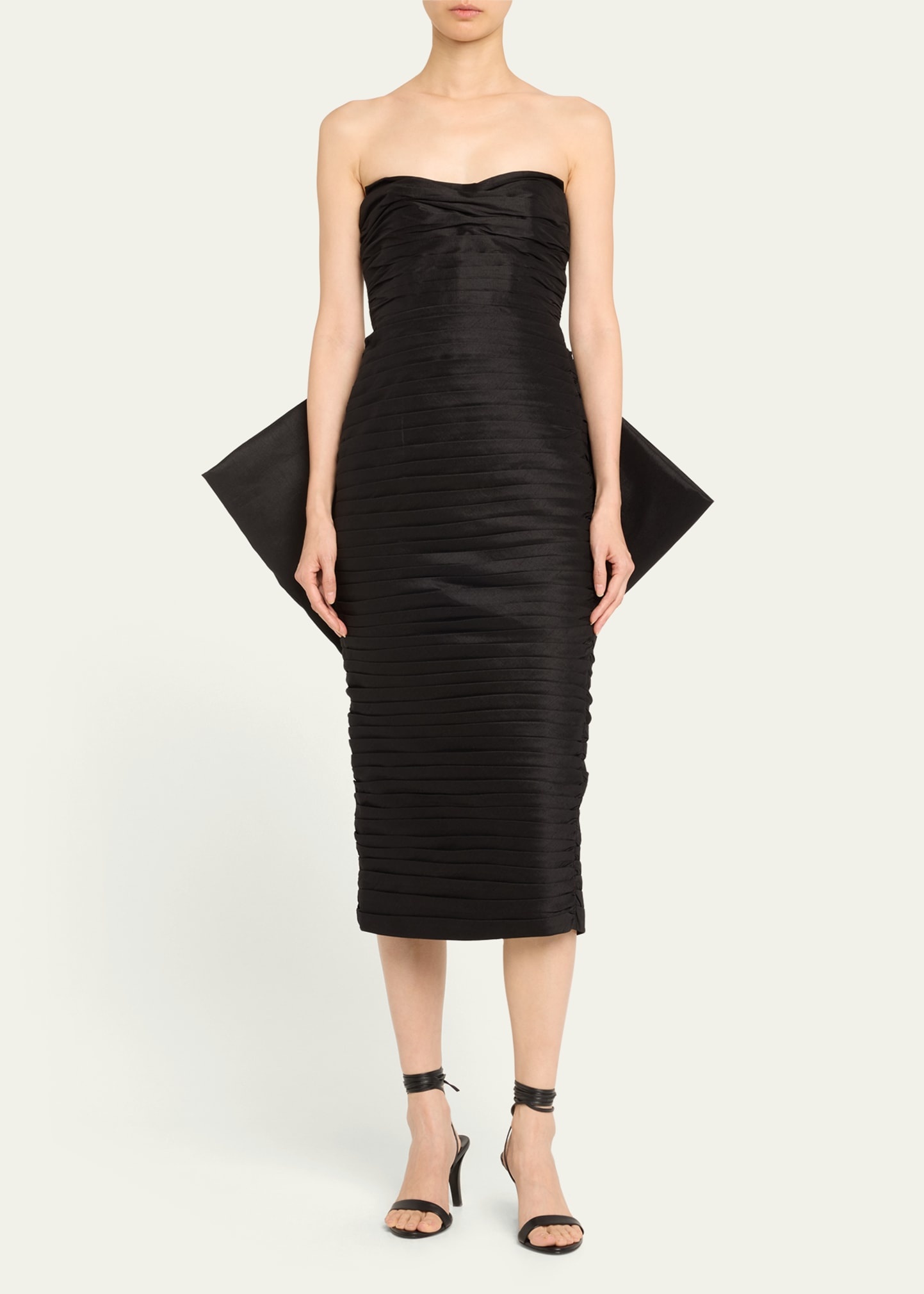 Marji Strapless Folded Midi Dress with Removable Bow - 2