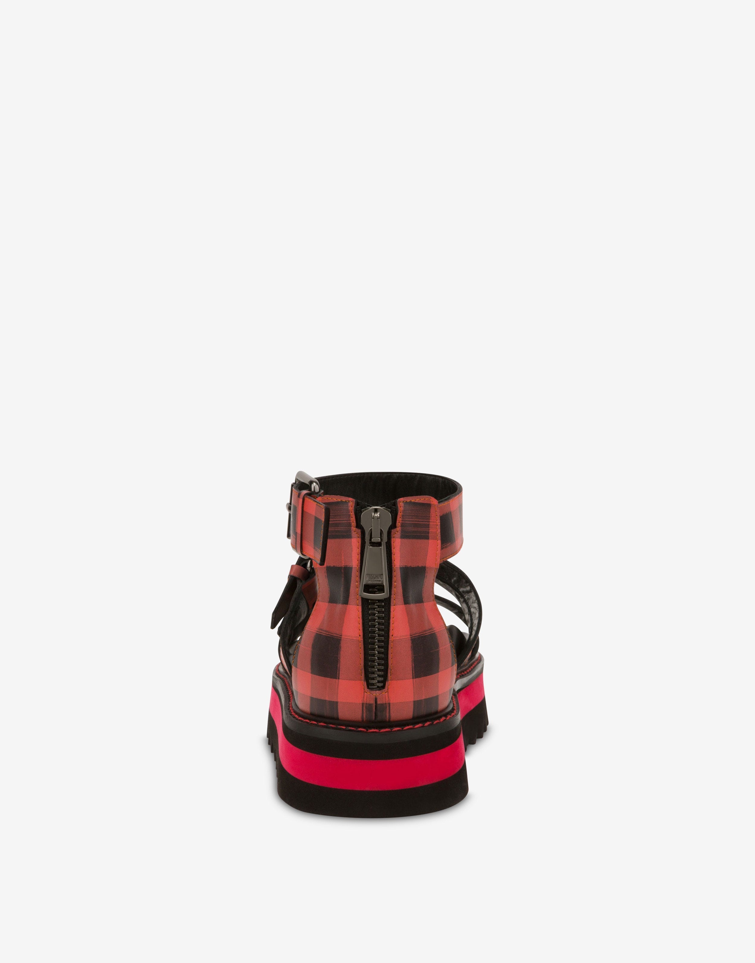 MULTI-STRAP CHEQUERED CALFSKIN SANDALS - 3