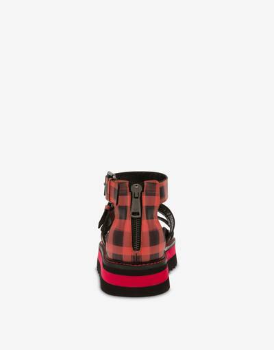 Moschino MULTI-STRAP CHEQUERED CALFSKIN SANDALS outlook