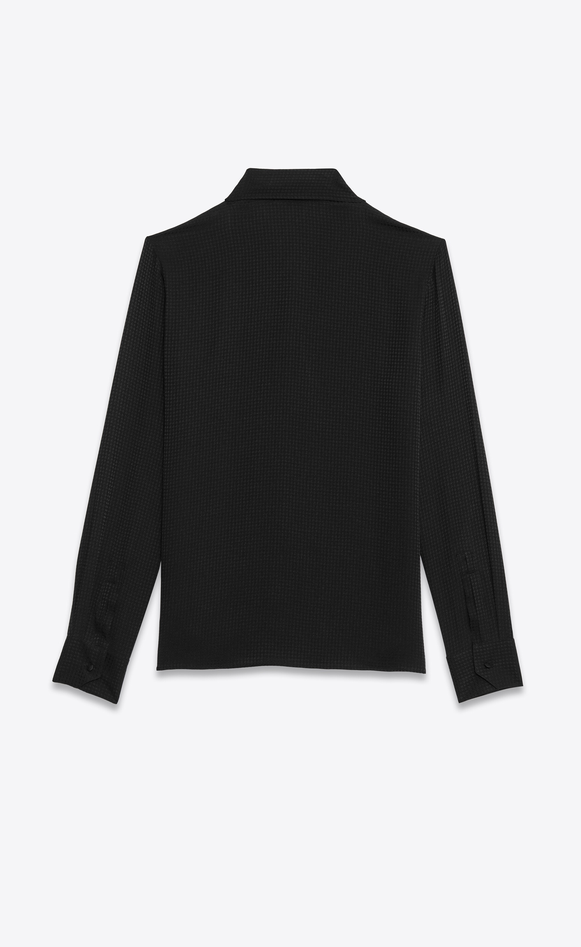 lavallière-neck blouse in shiny and matte puppytooth silk - 4