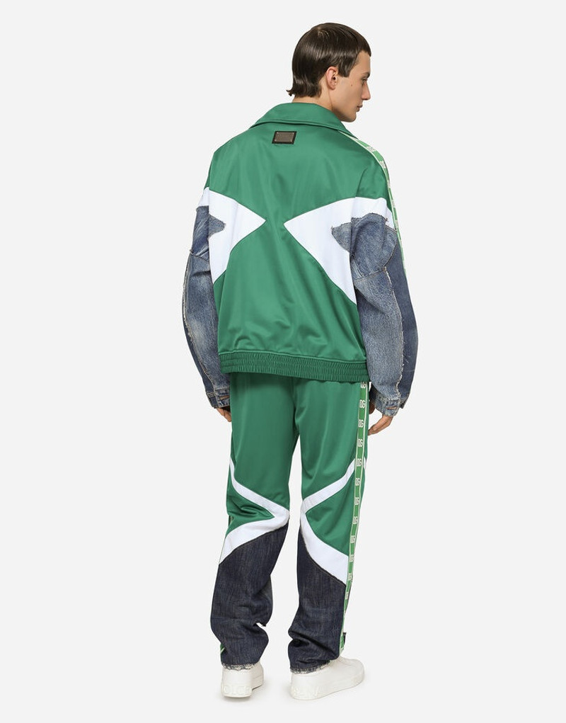 Jersey and denim pants with side bands 5