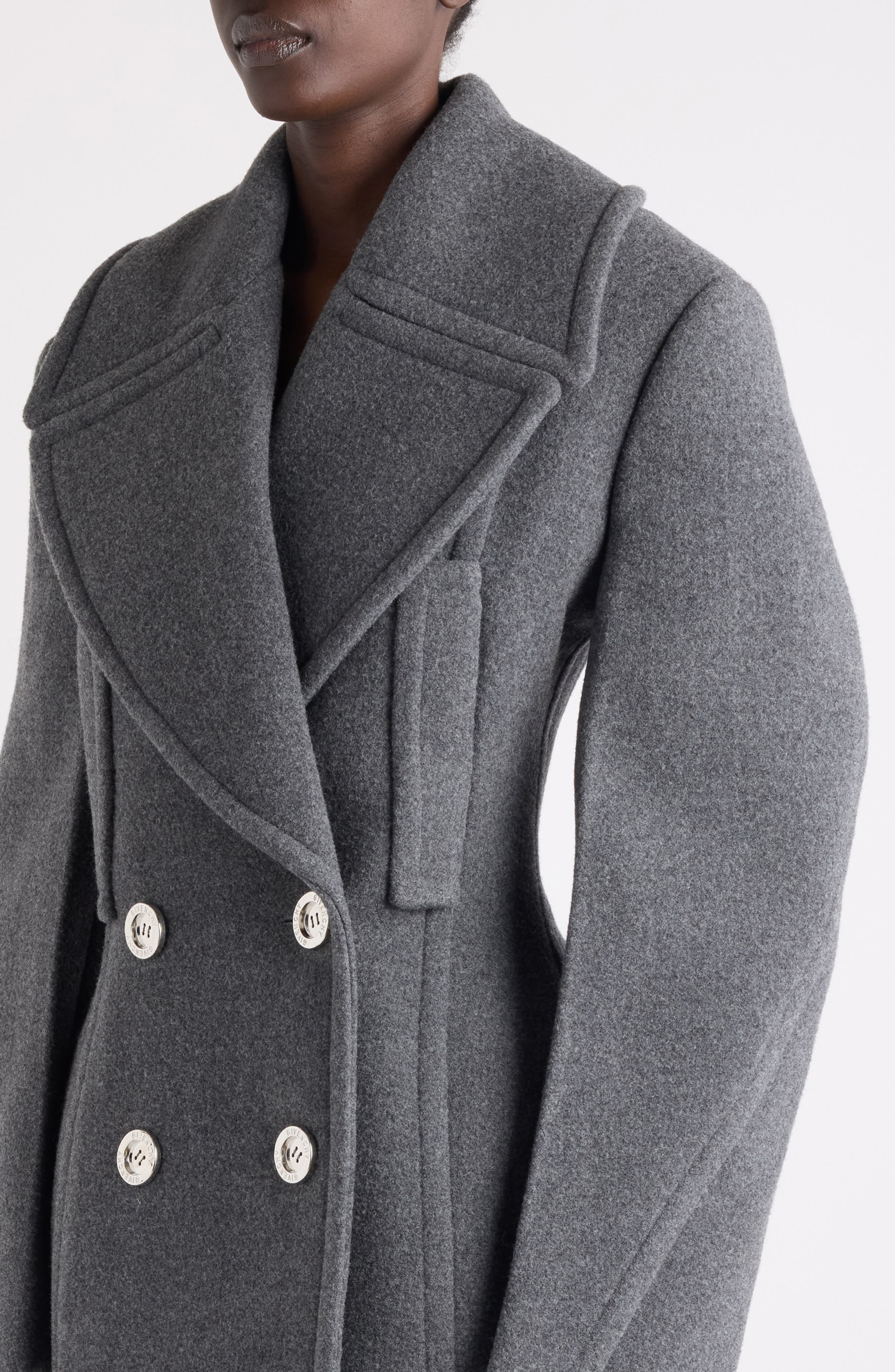 Givenchy Double Breasted Wool Blend Peacoat in Slate Blend at Nordstrom - 4