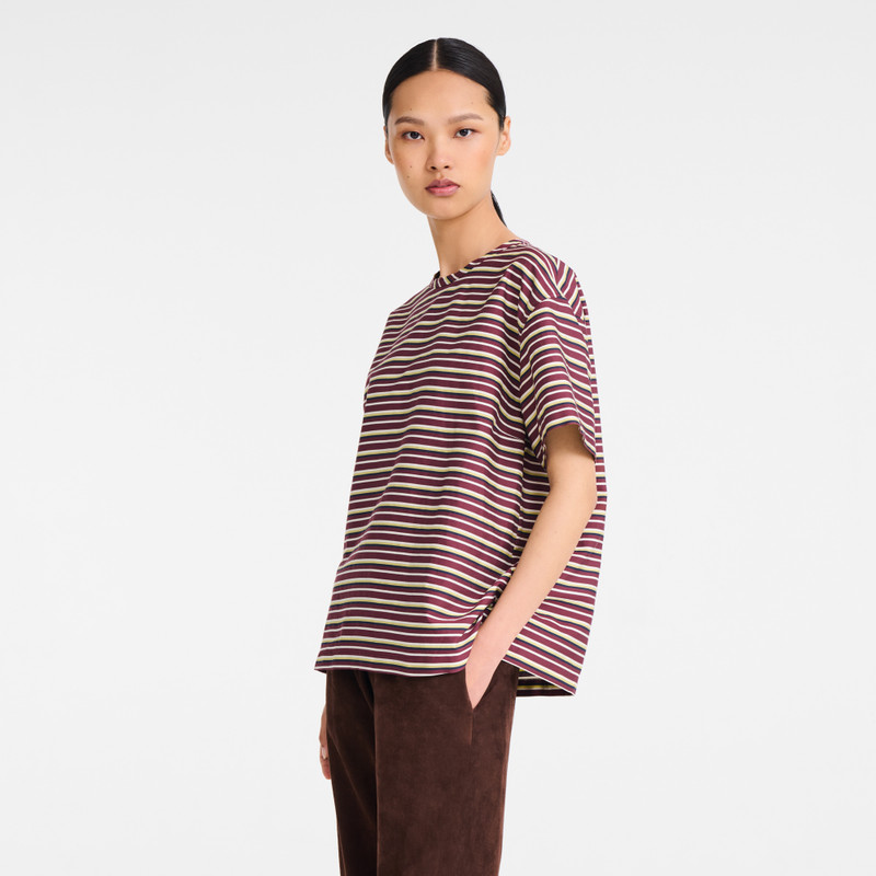 T-shirt Burgundy - Striped poplin 4