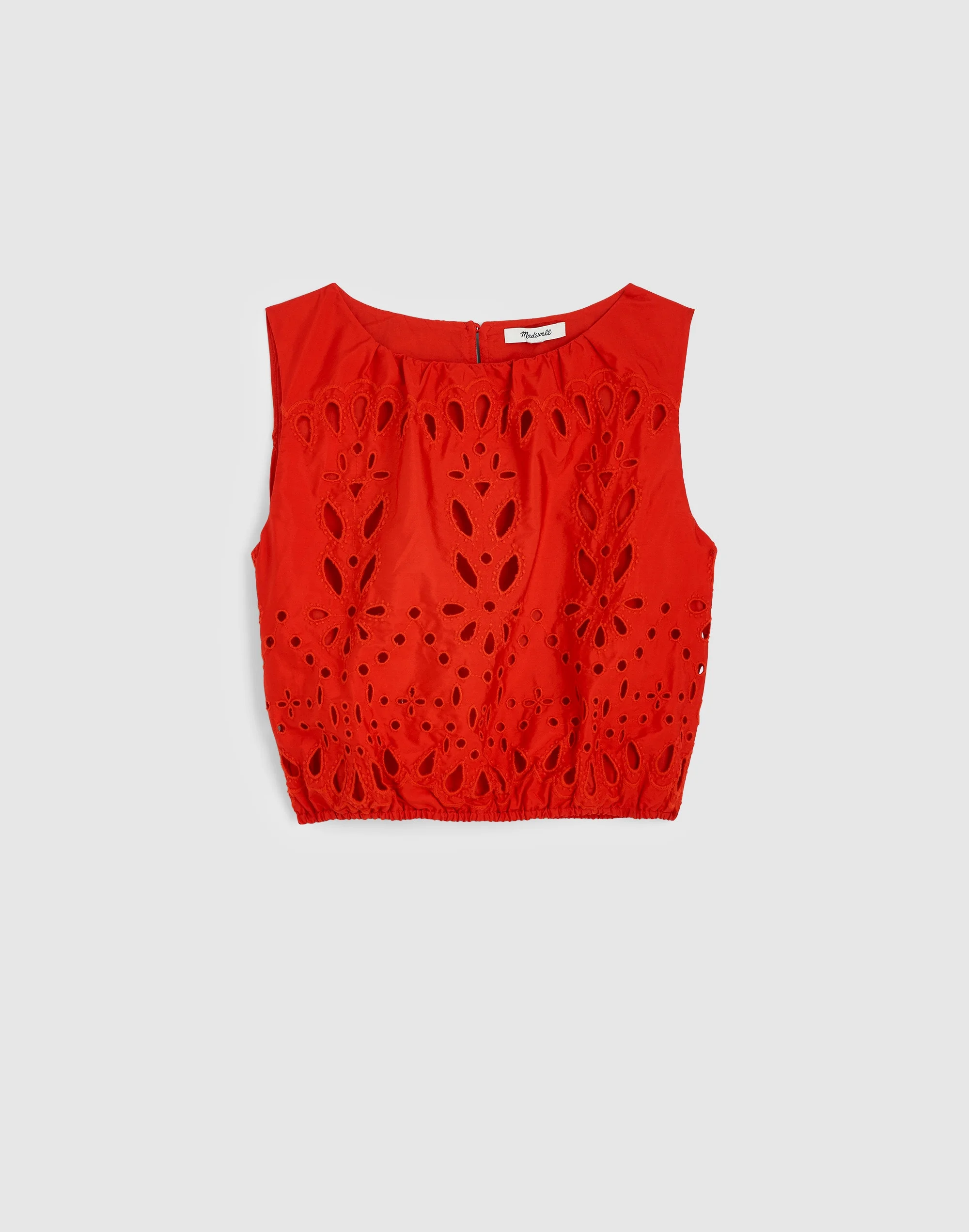 Embroidered Sleeveless Bubble Top in Poplin - 1