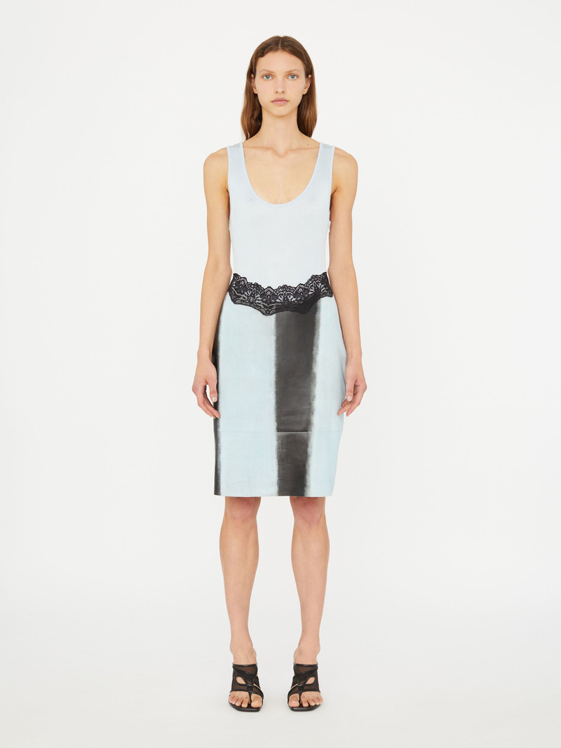 Ribbed Scuffed Leather Tank Dress 1