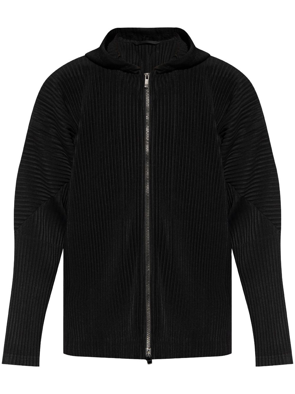 pleated zip-up hoodie - 1