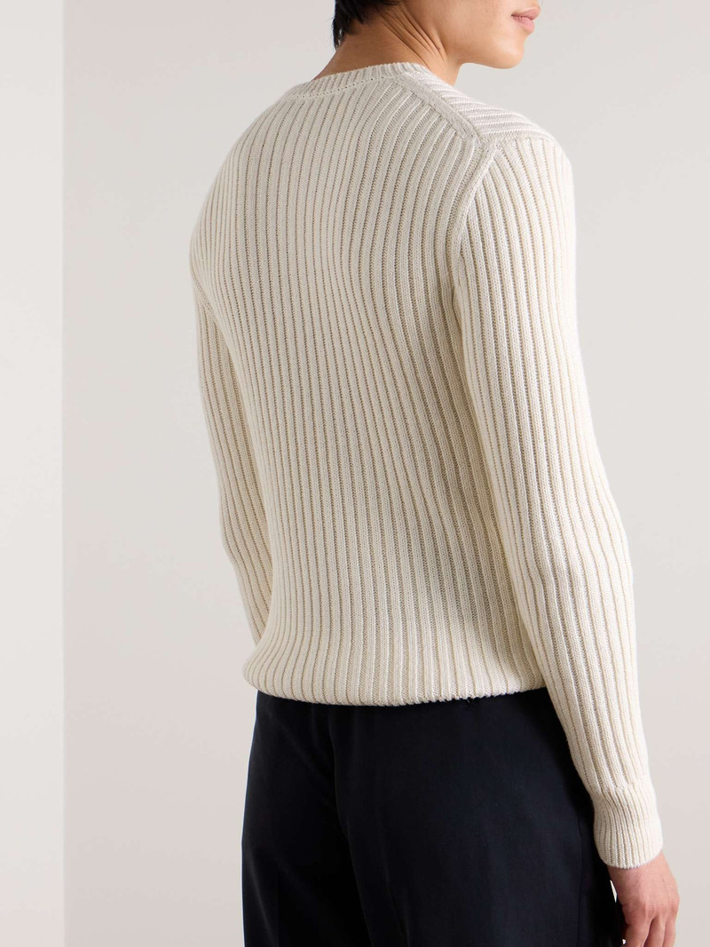 Slim-Fit Ribbed Mulberry Silk and Linen-Blend Sweater 3