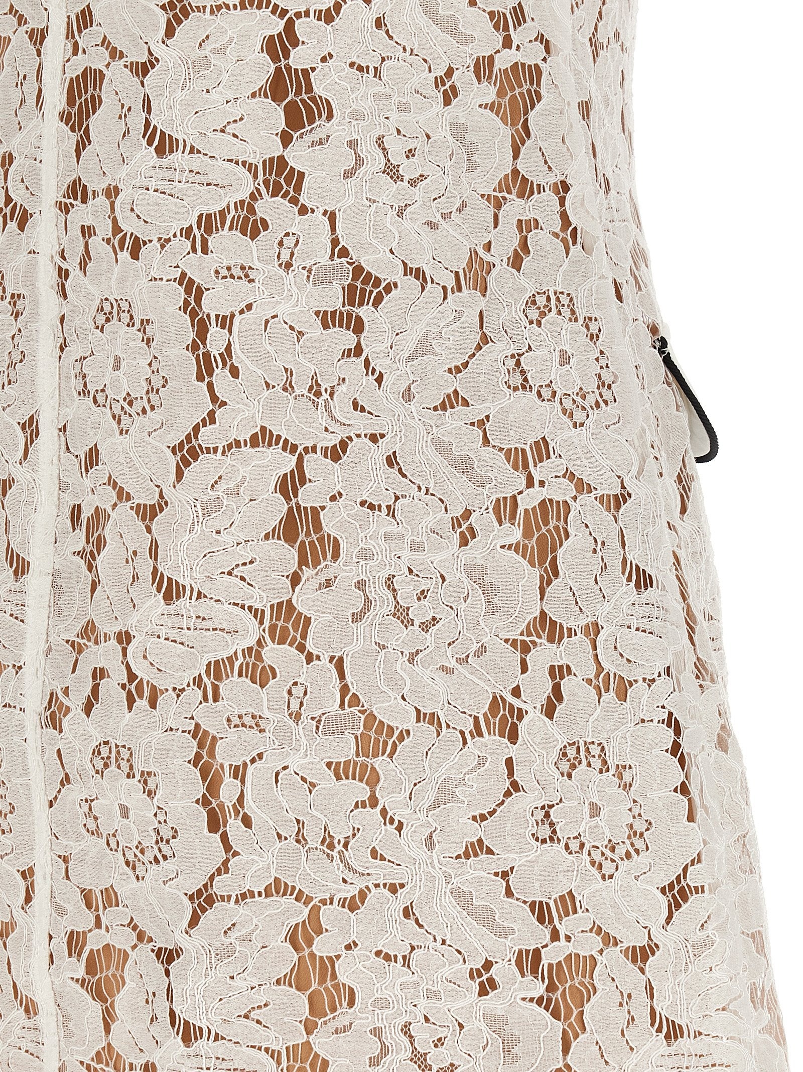 White Lace Contrast Collar Mini Dresses White - 4
