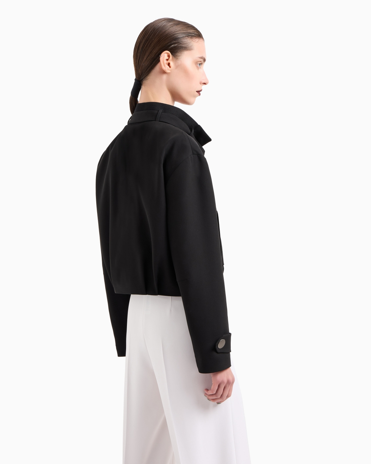SHORT PEA COAT IN SILK CRÊPE CADY - 3