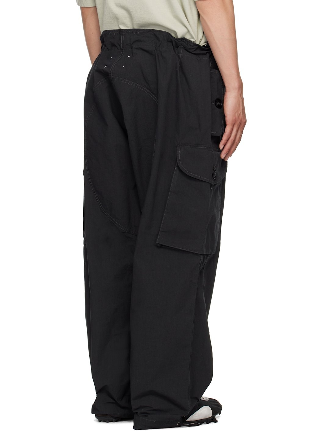 Black Drawstring Cargo Pants - 3