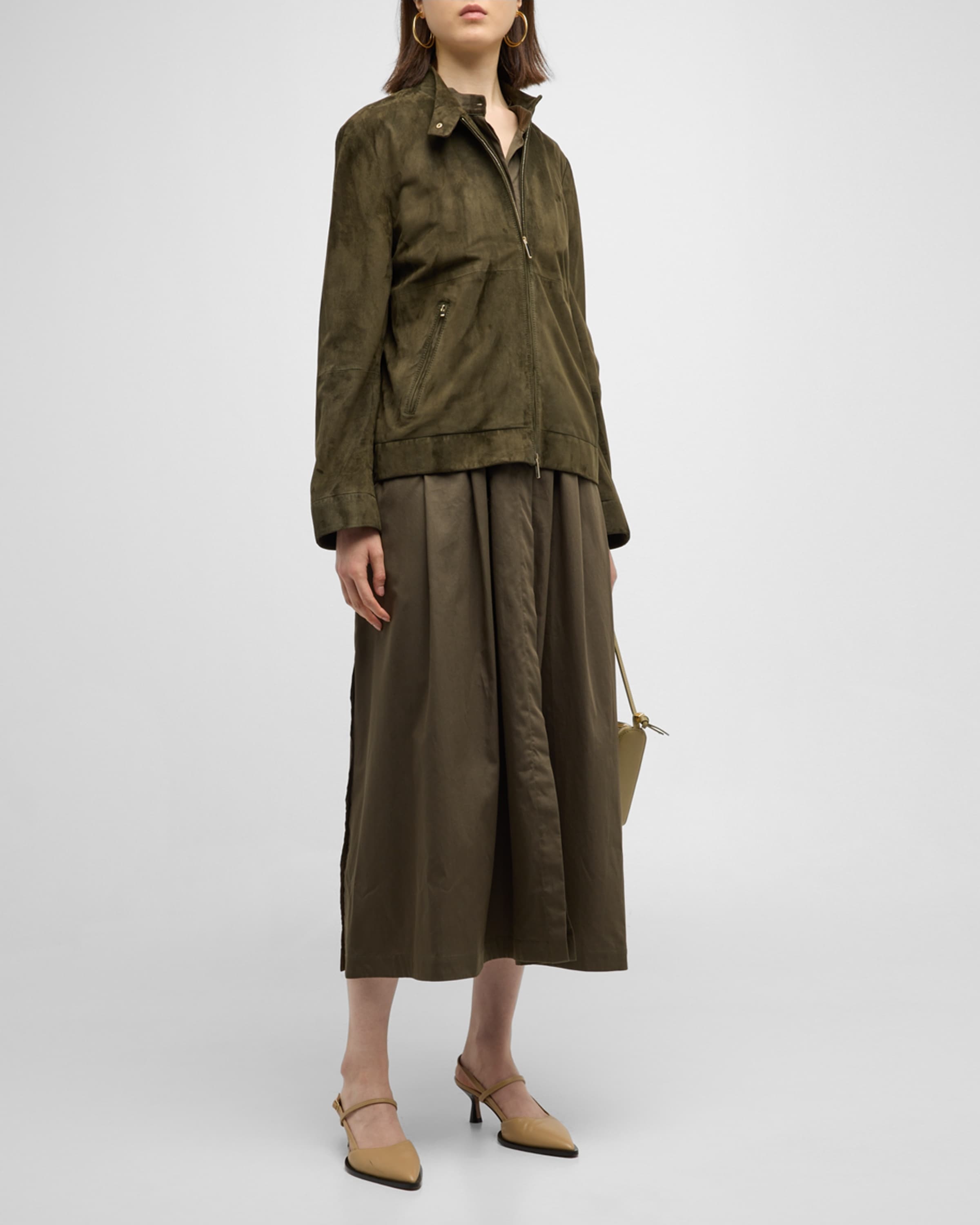 Max Mara Jene Suede Stand-Collar Jacket | REVERSIBLE