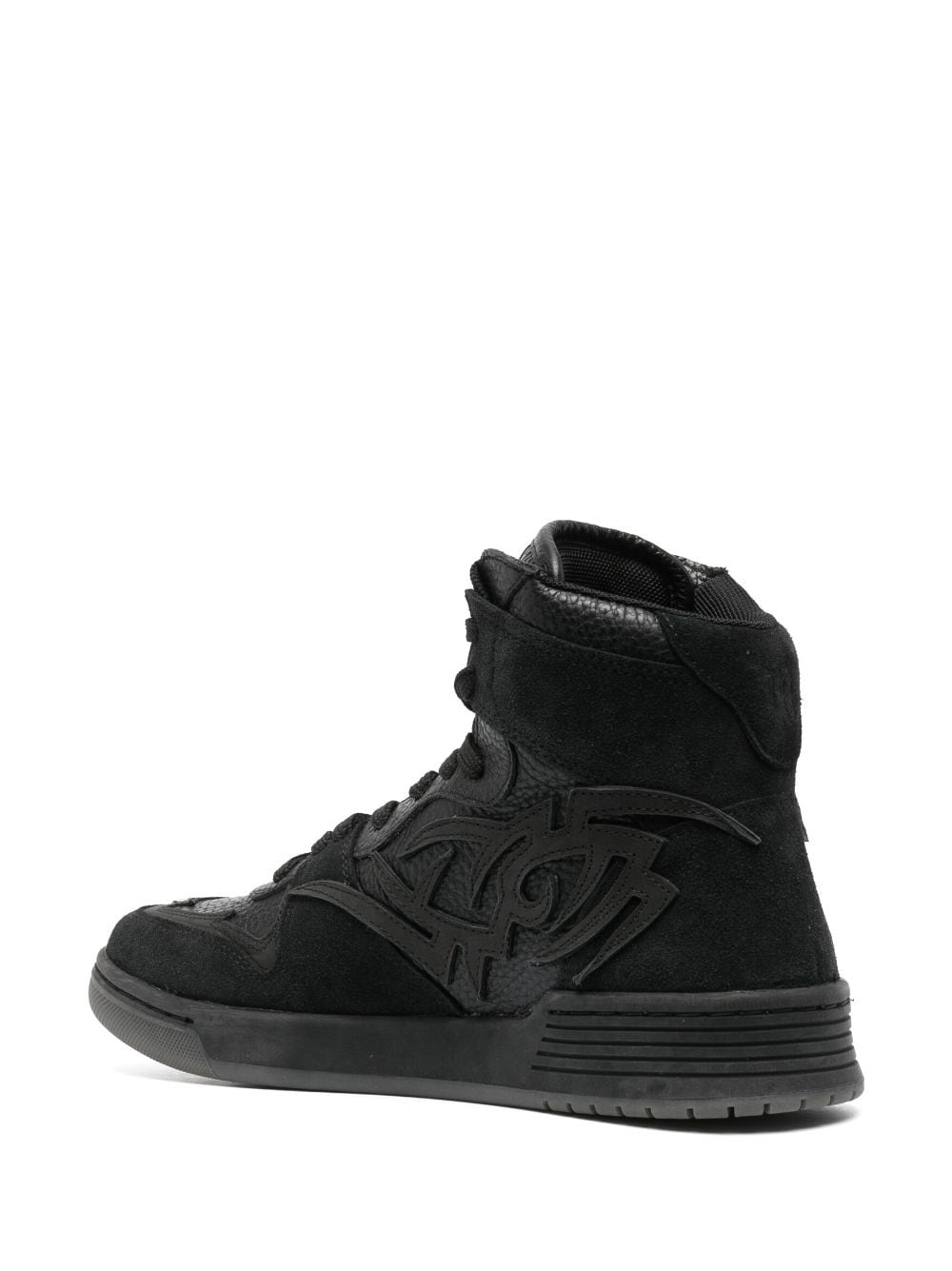 panelled high-top leather sneakers - 3