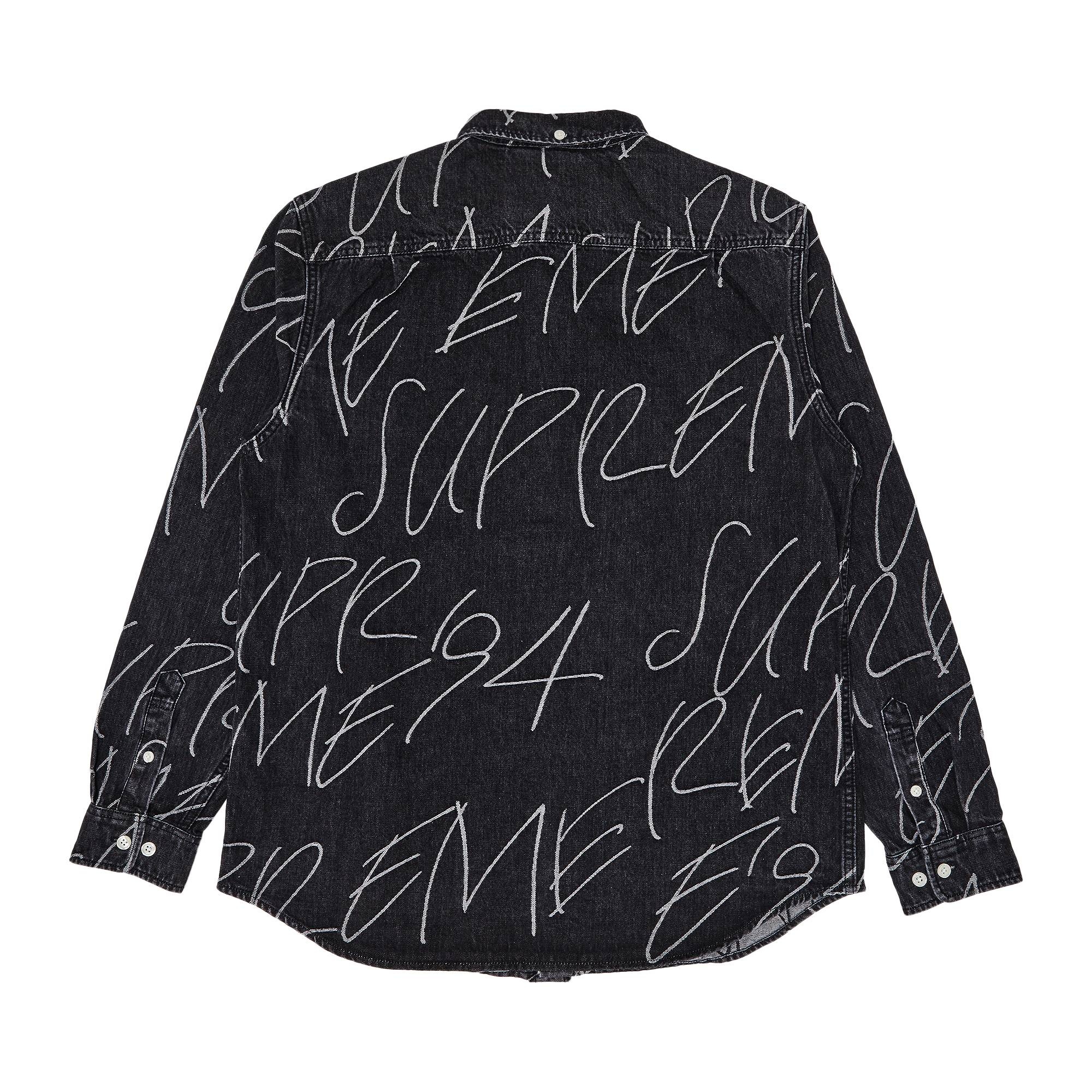 Supreme Handwriting Jacquard Denim Shirt 'Washed Black' - 2