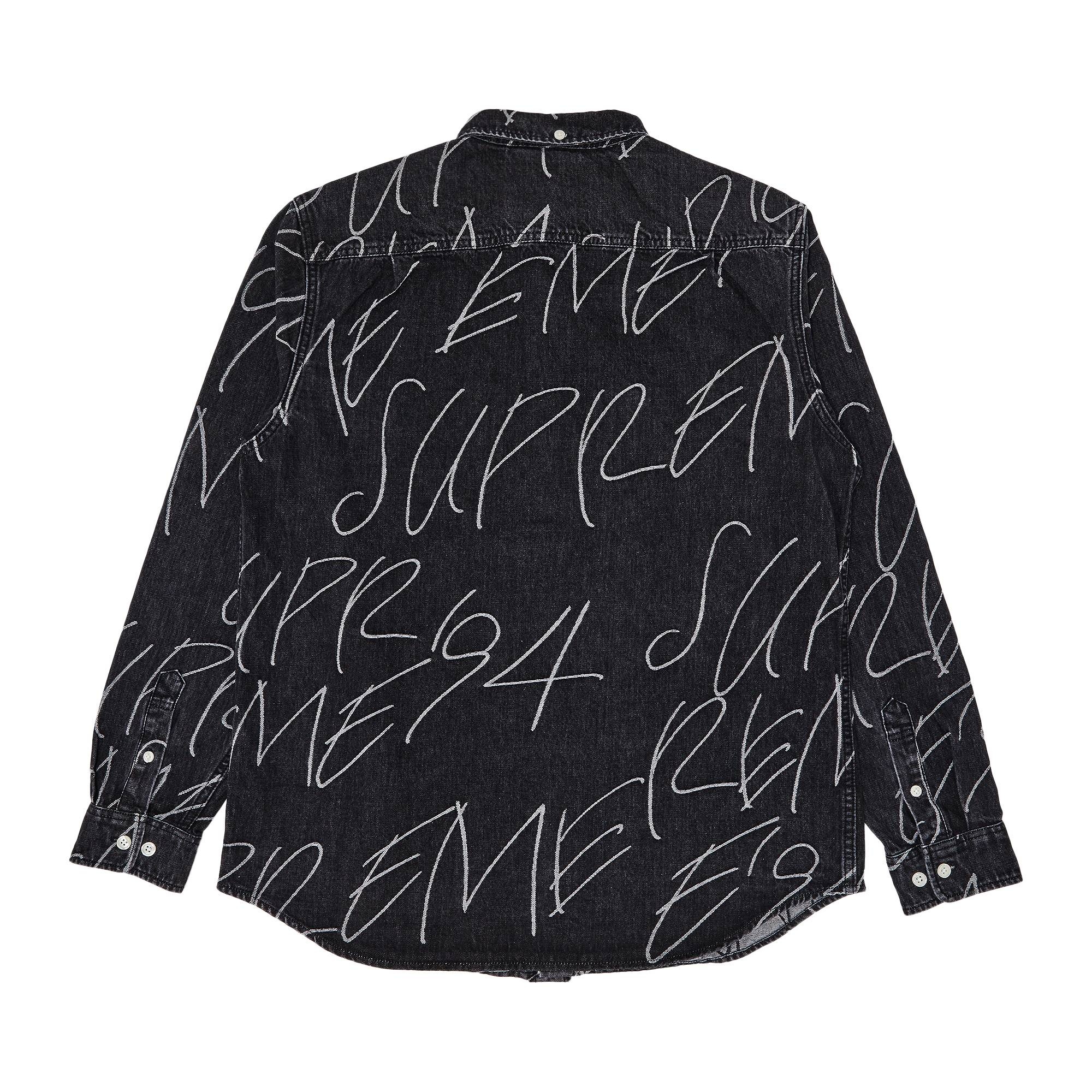 Supreme Trademark Jacquard Denim Shirt Washed Black for Men