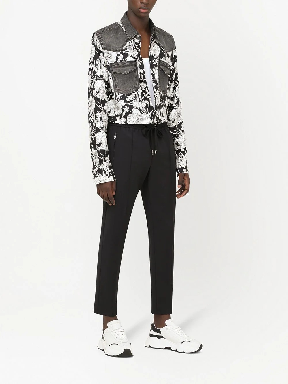 floral-print panelled shirt - 2