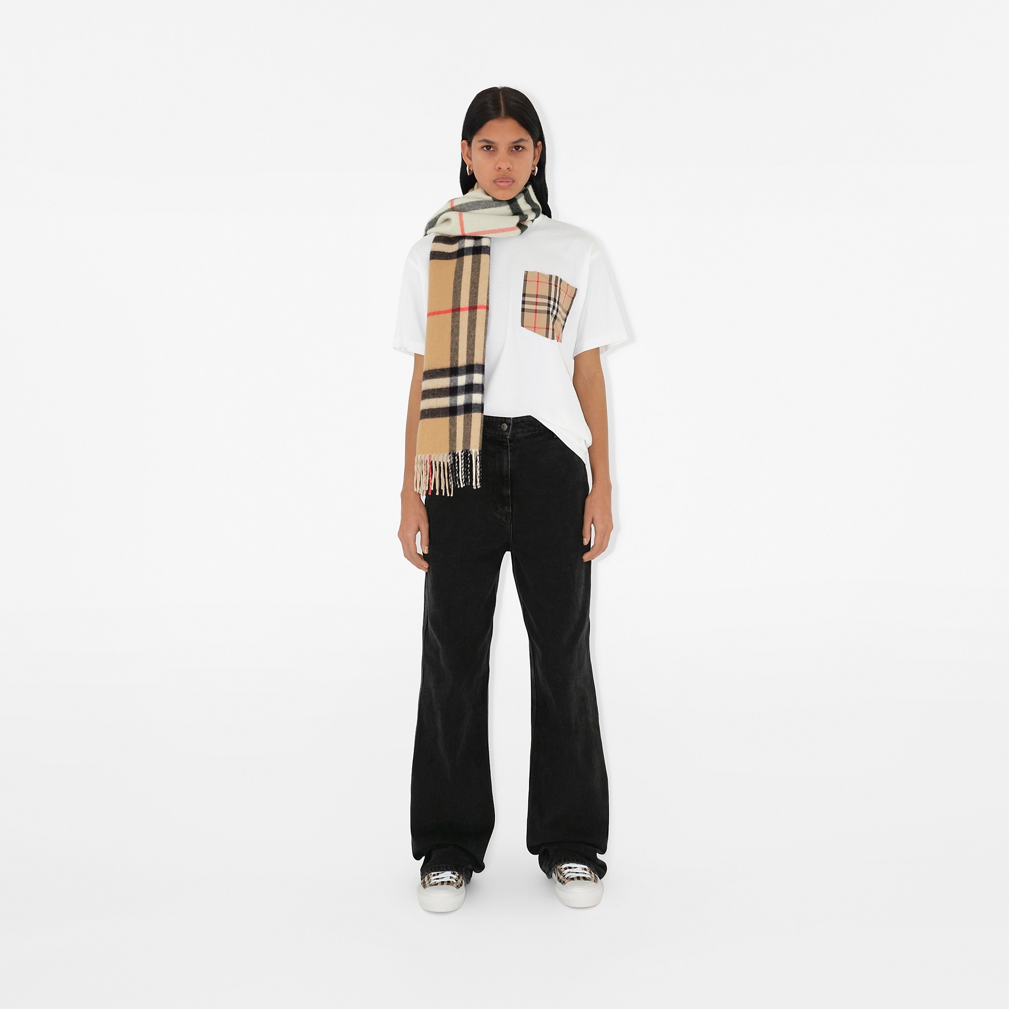 Contrast Check Cashmere Scarf - 2