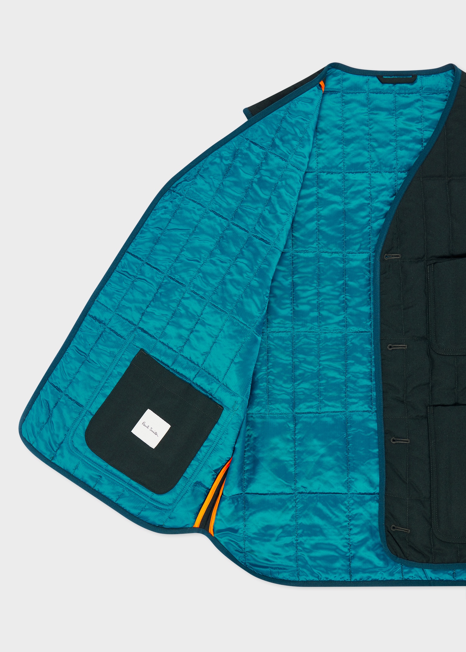 Forest Green Wool-Cashmere Flannel Quilted Gilet - 4
