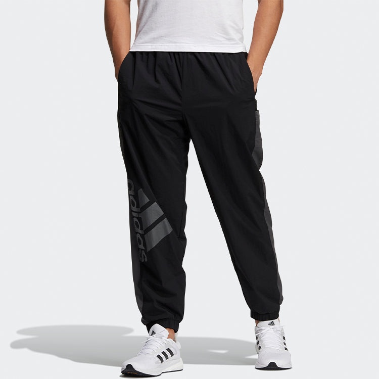 adidas Logo Alphabet Printing Colorblock Bundle Feet Sports Pants Black GN0784 - 2