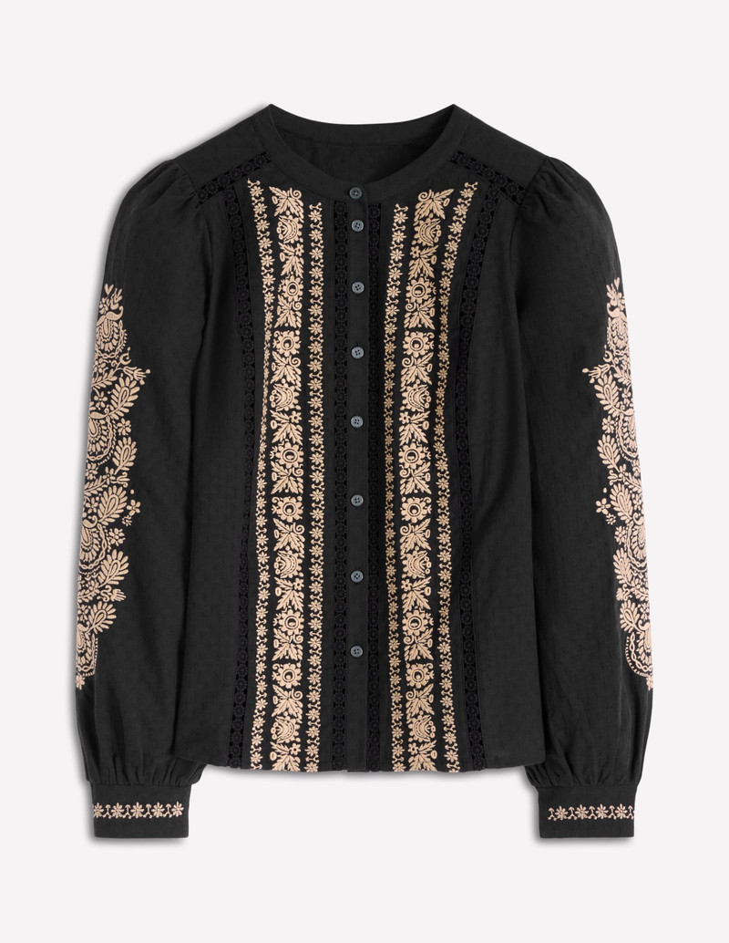 Embroidered Cotton Top-Black 1