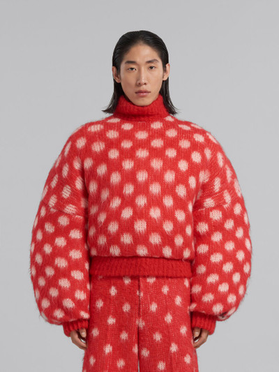 Marni RED PUFFY MOHAIR JUMPER WITH POLKA DOTS outlook