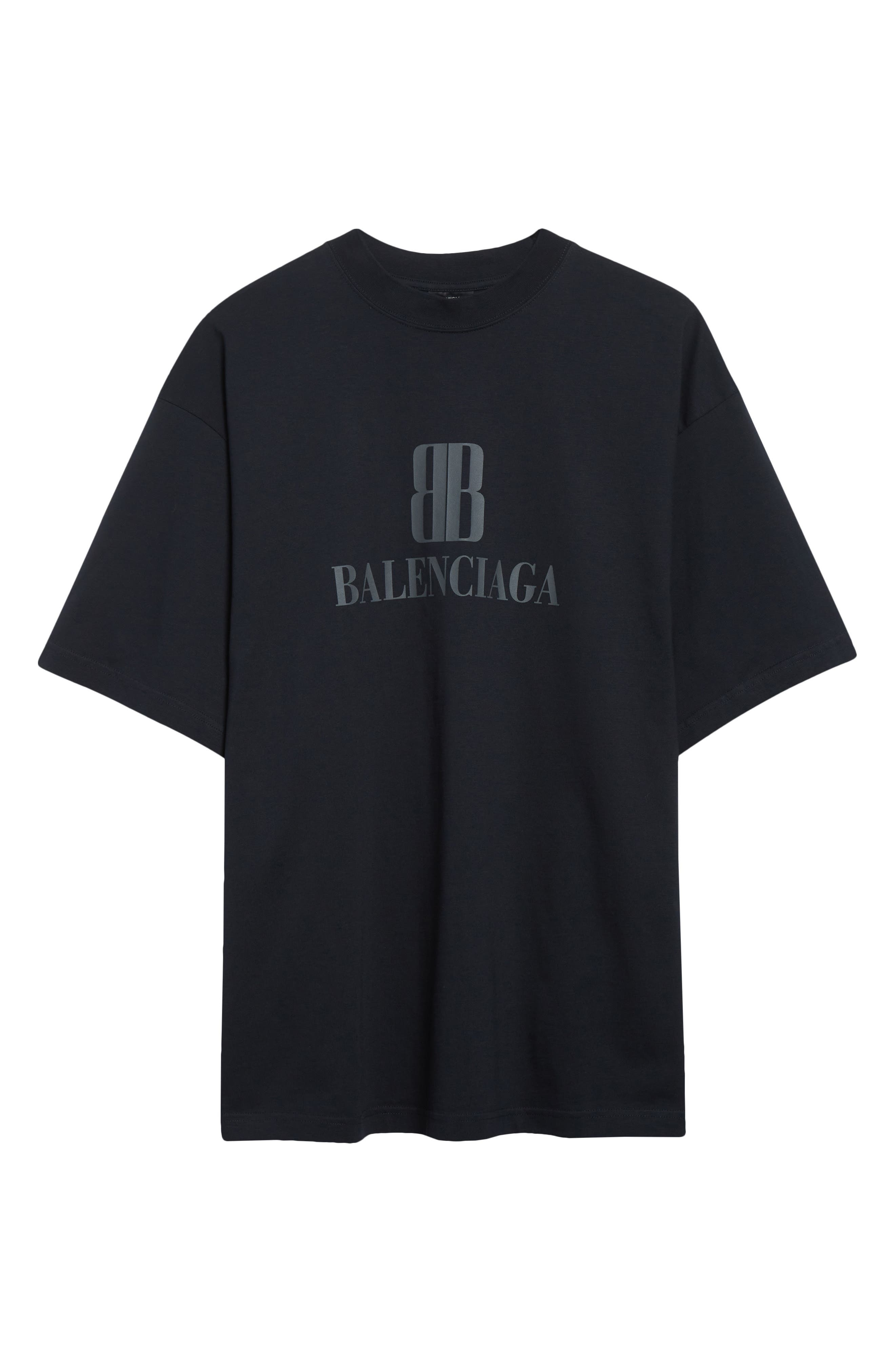 Balenciaga Medium Fit Nano BB Logo Graphic T-Shirt in Faded Black at Nordstrom - 6