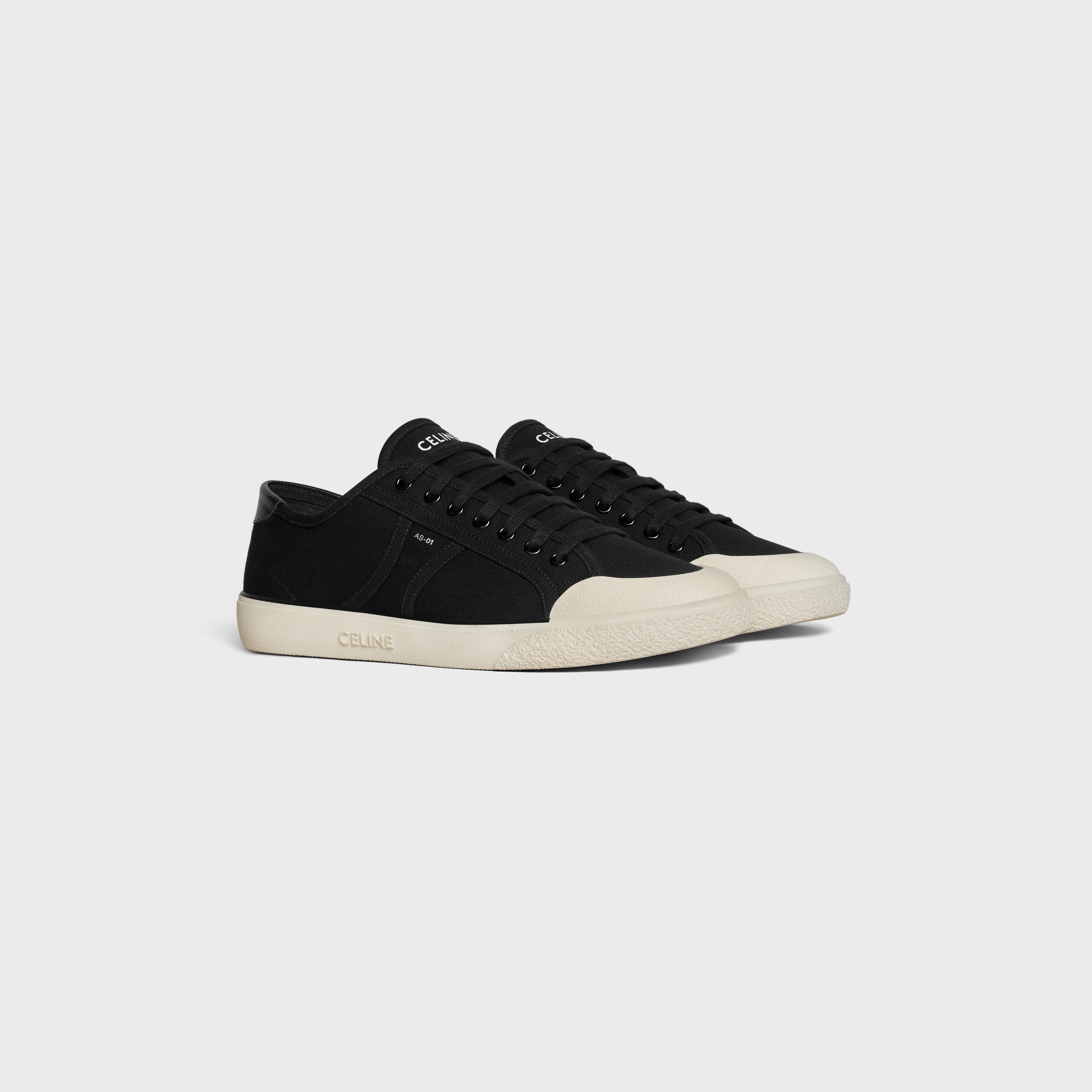 CELINE ALAN AS-01 LOW LACE-UP SNEAKER in CANVAS AND CALFSKIN - 2