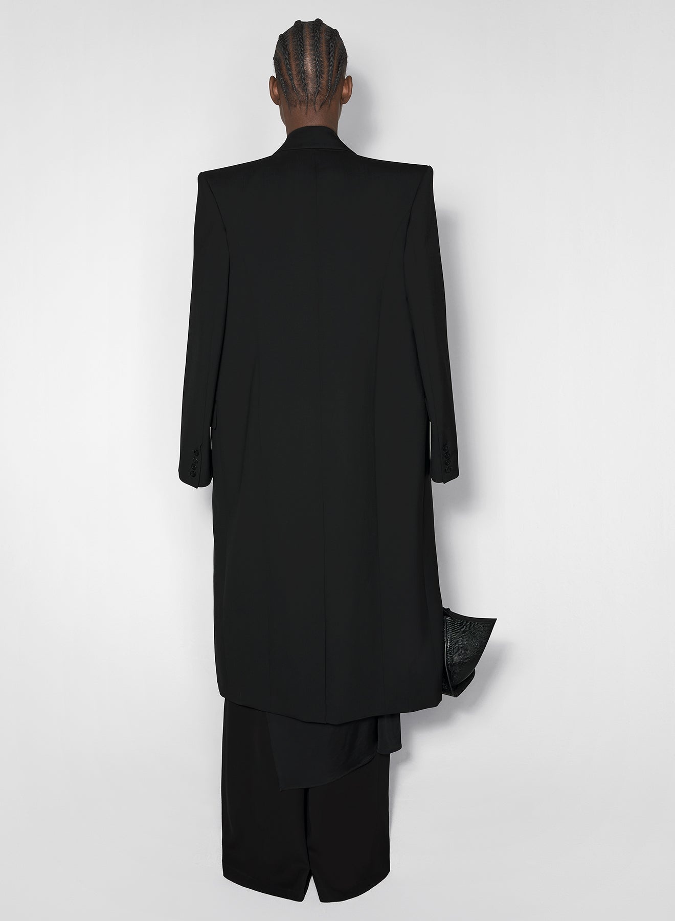 black double-breasted wool coat - 7