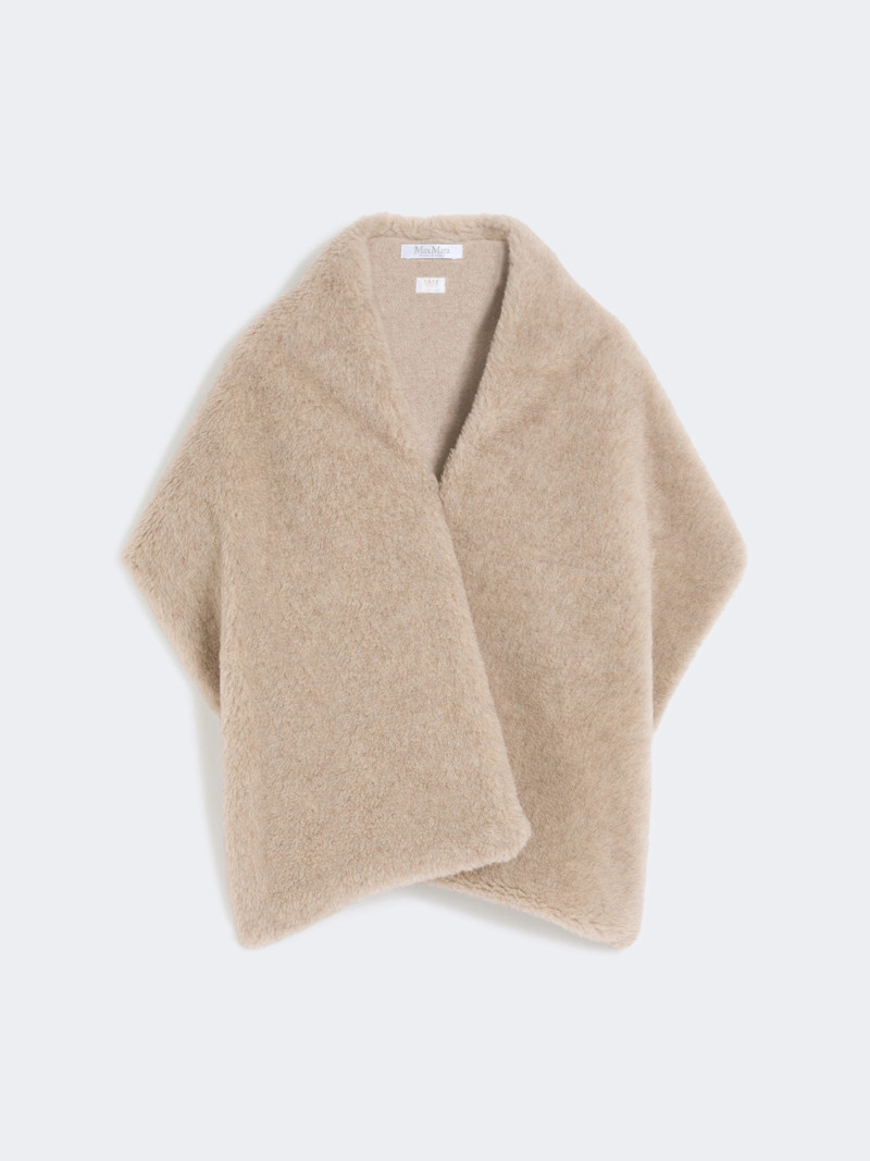 FIABE Alpaca and cashmere Teddy stole - MOSS GREEN 5