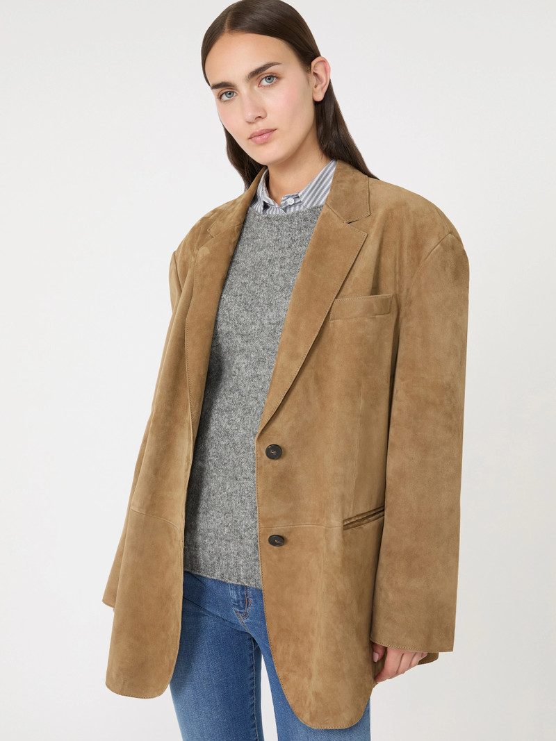 ROLANDA Oversized suede blazer - DESERT 5