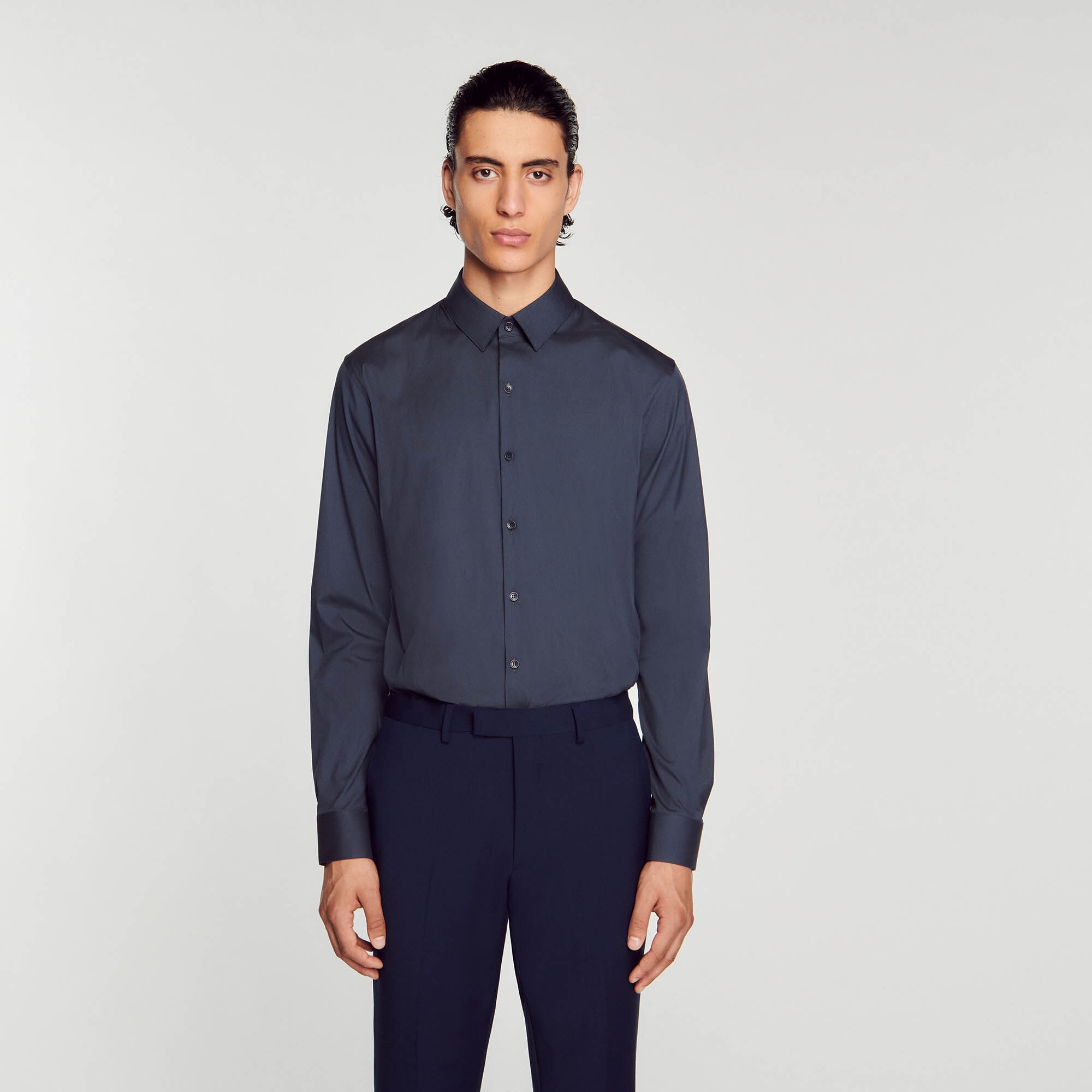 FITTED STRETCH COTTON SHIRT - 5