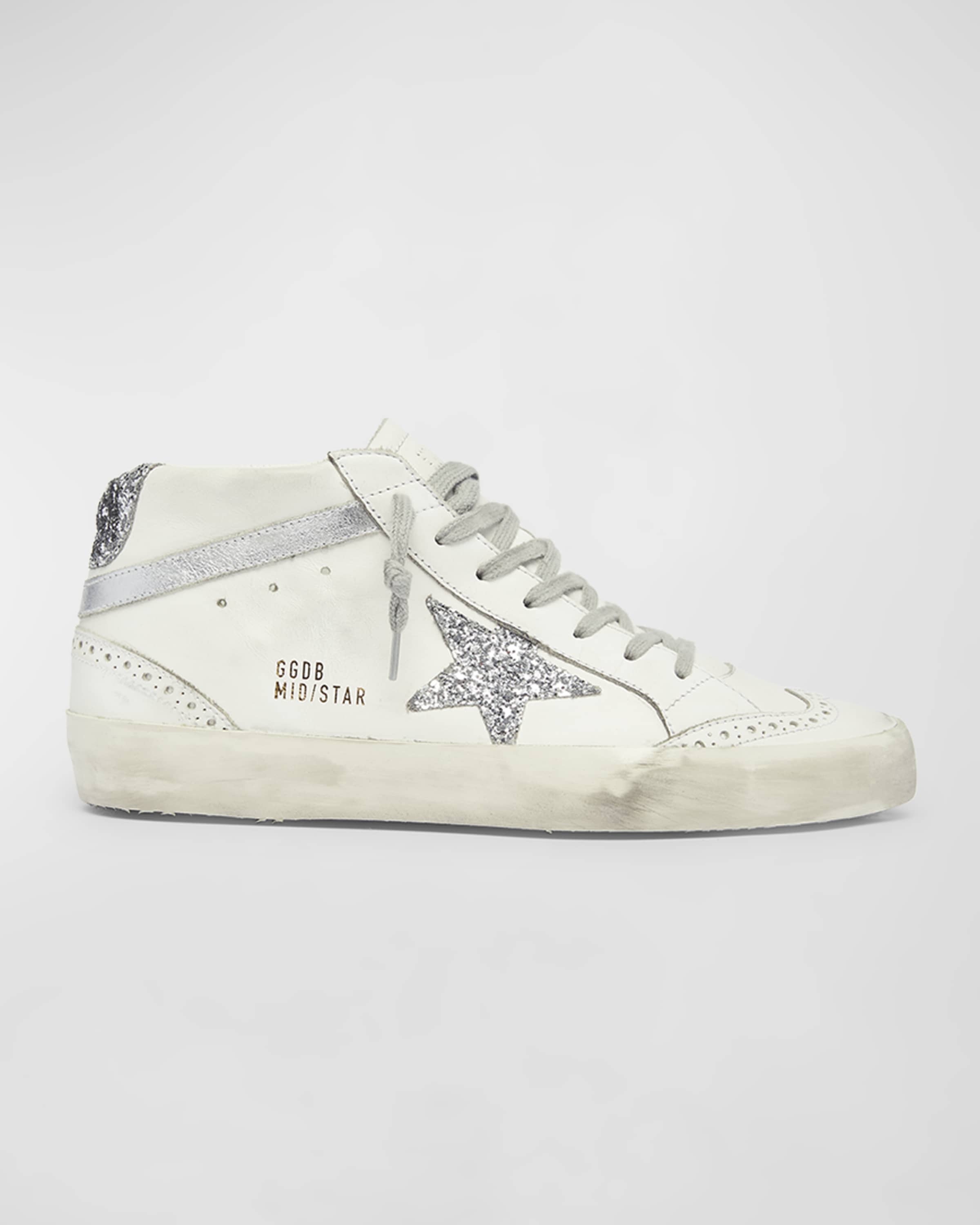 Mid Star Classic Glitter Leather Sneakers - 1