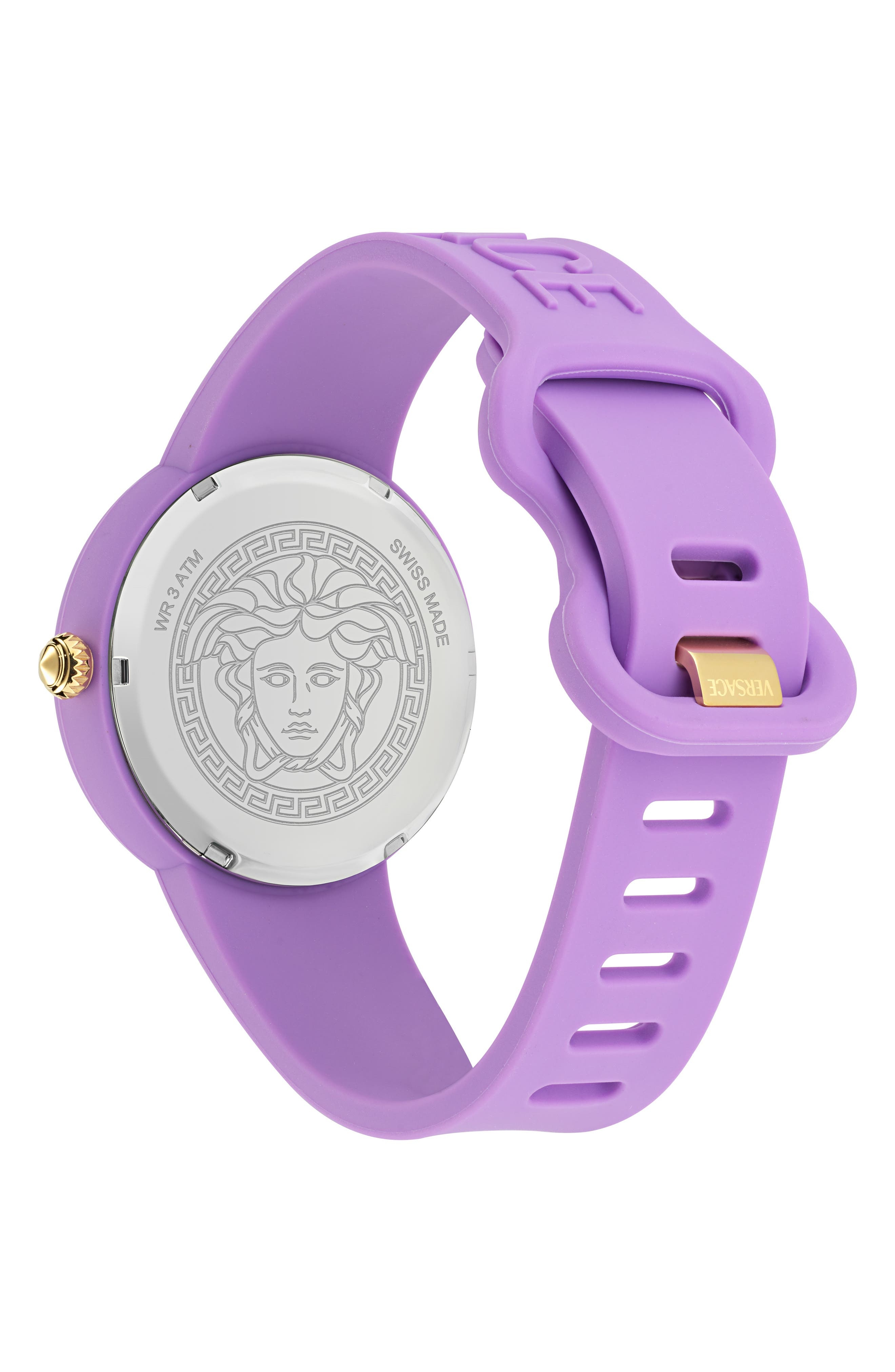 Versace Medusa Pop Silicone Strap Watch, 38mm in Purple at Nordstrom - 3