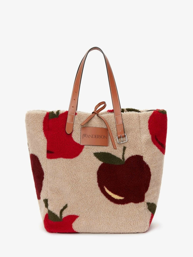 BELT TOTE - FLEECE TOTE BAG WITH APPLE MOTIF 1