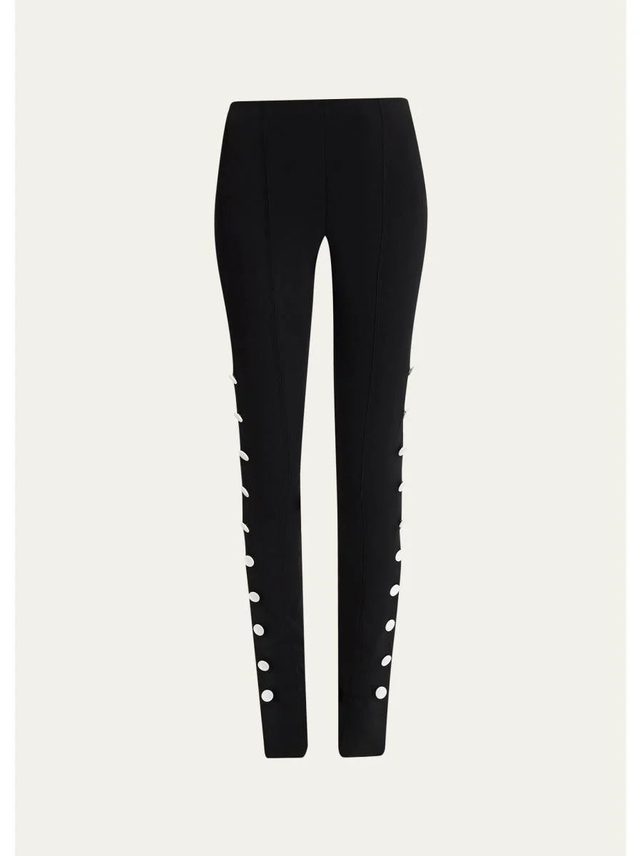Martina Buttoned Sides Skinny-Leg Pants - 1