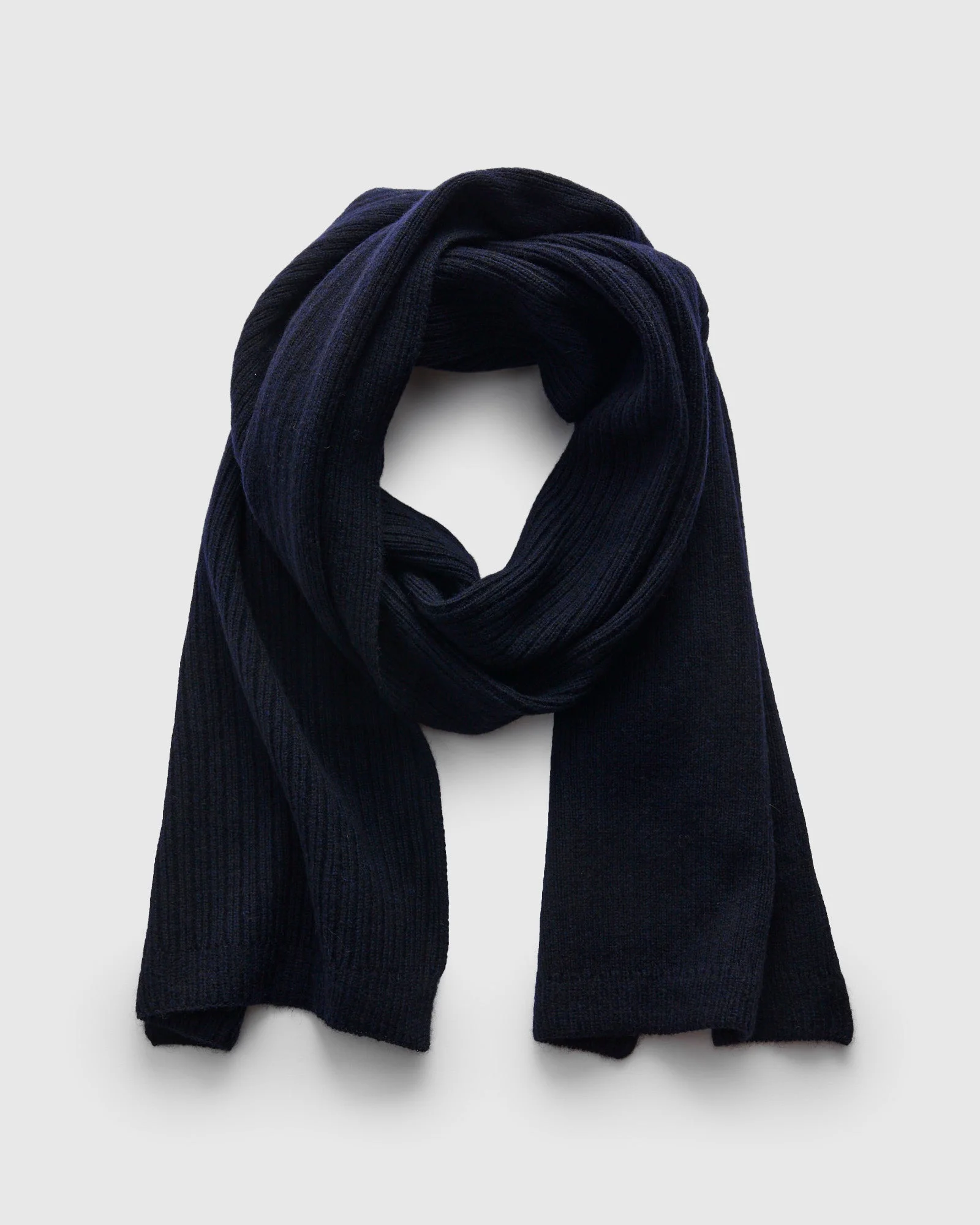 Yak Cashmere Mix Ribbed Scarf in Navy - 1