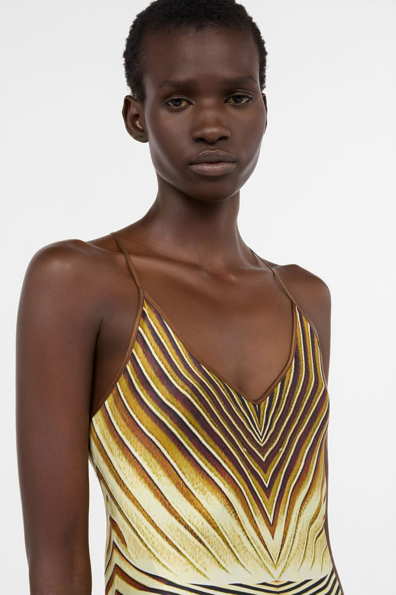 Long Silk Dress with Ray Of Gold Print 6