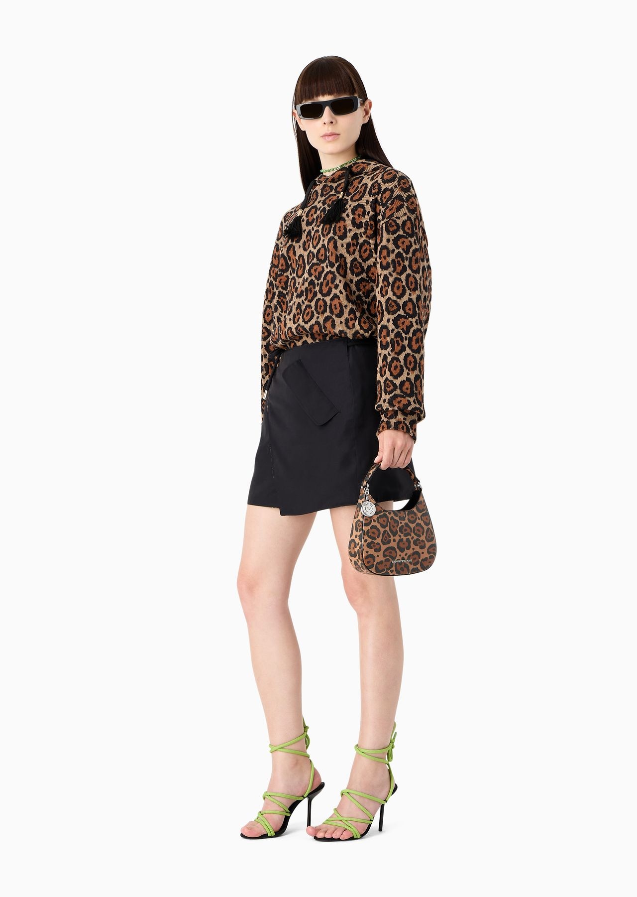 Emporio Armani Sustainability Values Capsule Collection dappled recycled leather hobo handbag - 7
