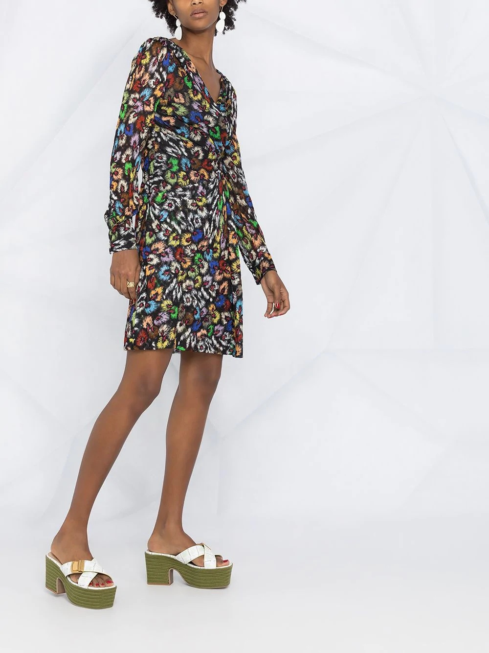 abstract-print wrap dress - 6