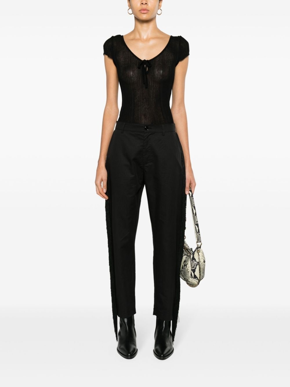 fringed straight-leg trousers - 2