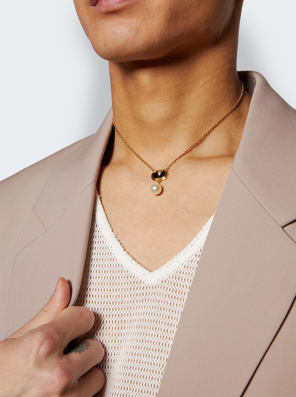 Ovalette Metal Necklace Enamel, Crystal, And Pearl - 2