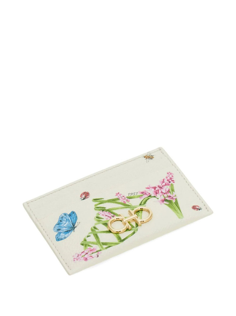 Gancini Card Holder with Floral Print 4