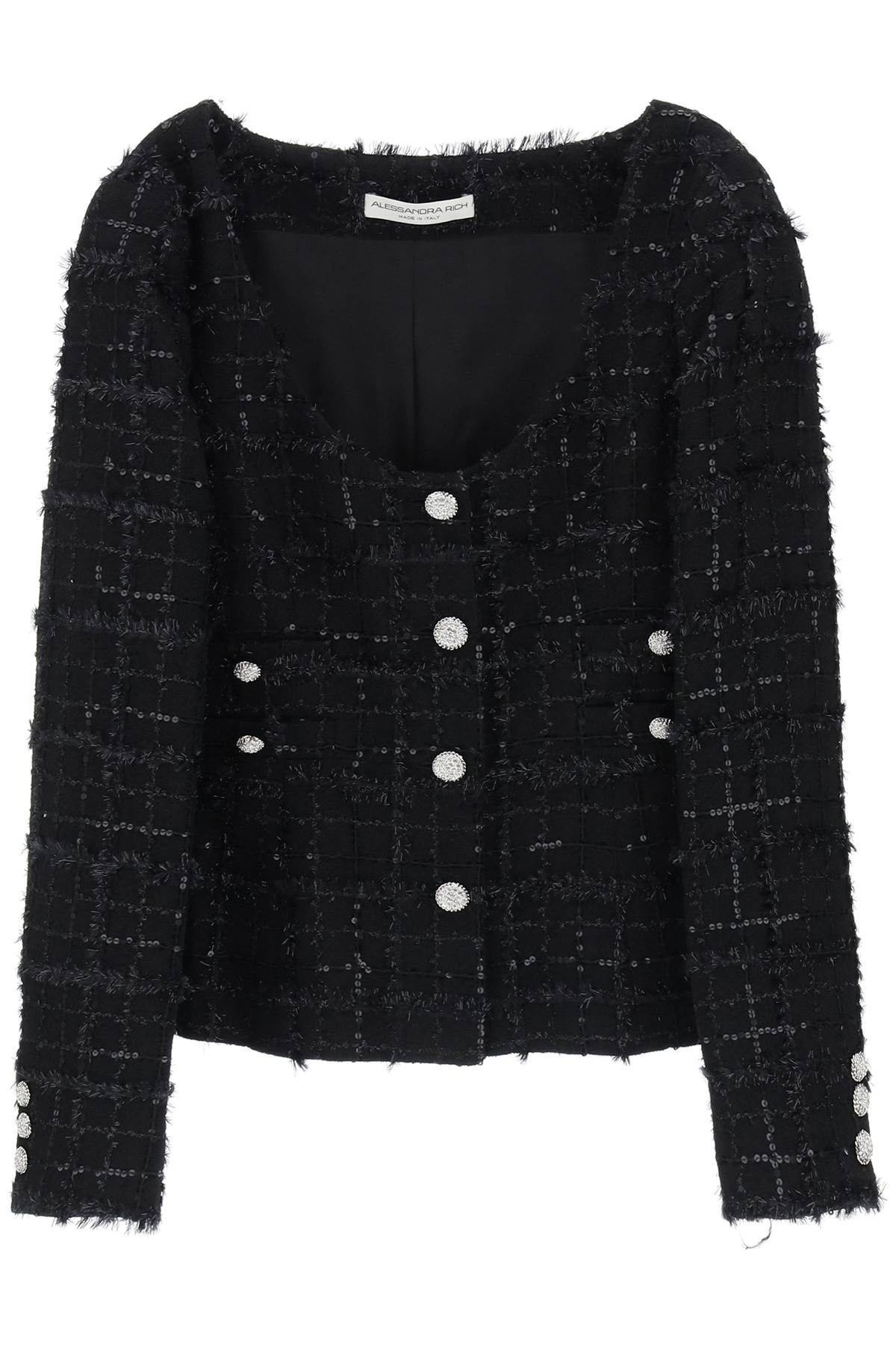 TWEED JACKET WITH SEQUINS EMBELL - 1