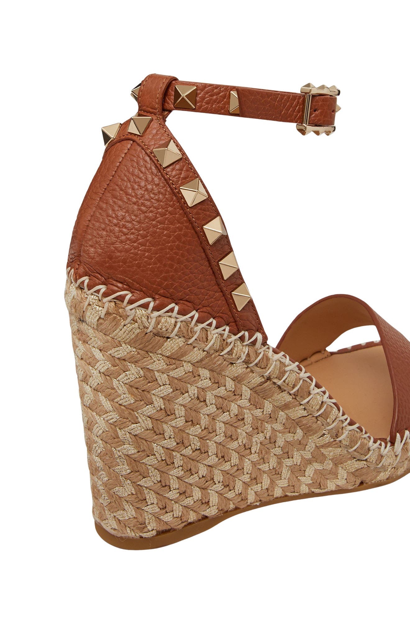 Valentino Garavani Valentino Rockstud Espadrille Wedge Sandal in 48L Selleria/naturale at Nordstrom - 3