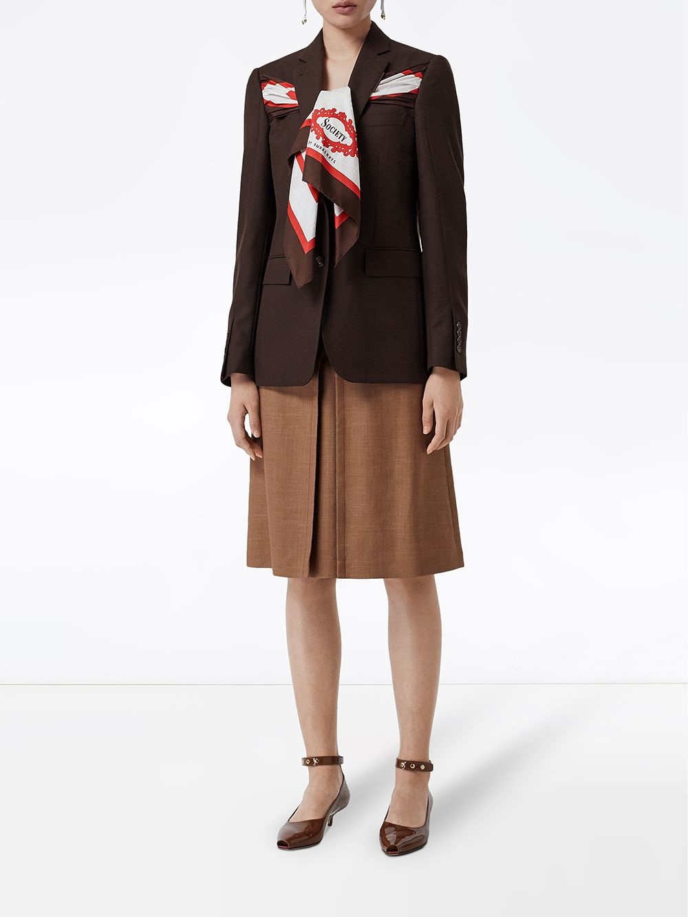 Silk Scarf Detail Wool Tailored Jacket - 2