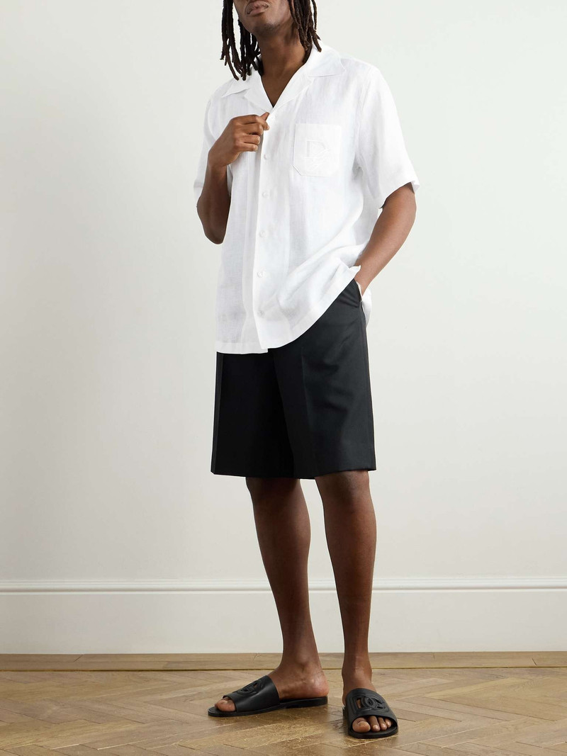 Dolce & Gabbana Camp-Collar Logo-Embroidered Linen Shirt outlook