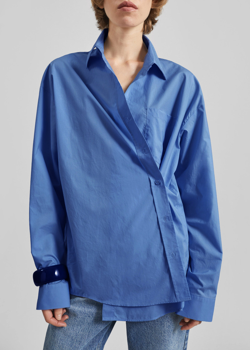 Ornella Side Button-Up Shirt - Cobalt 4