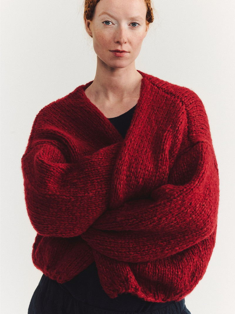 SHORT CARDIGAN - SOFTY MARLED - RED/RED 1