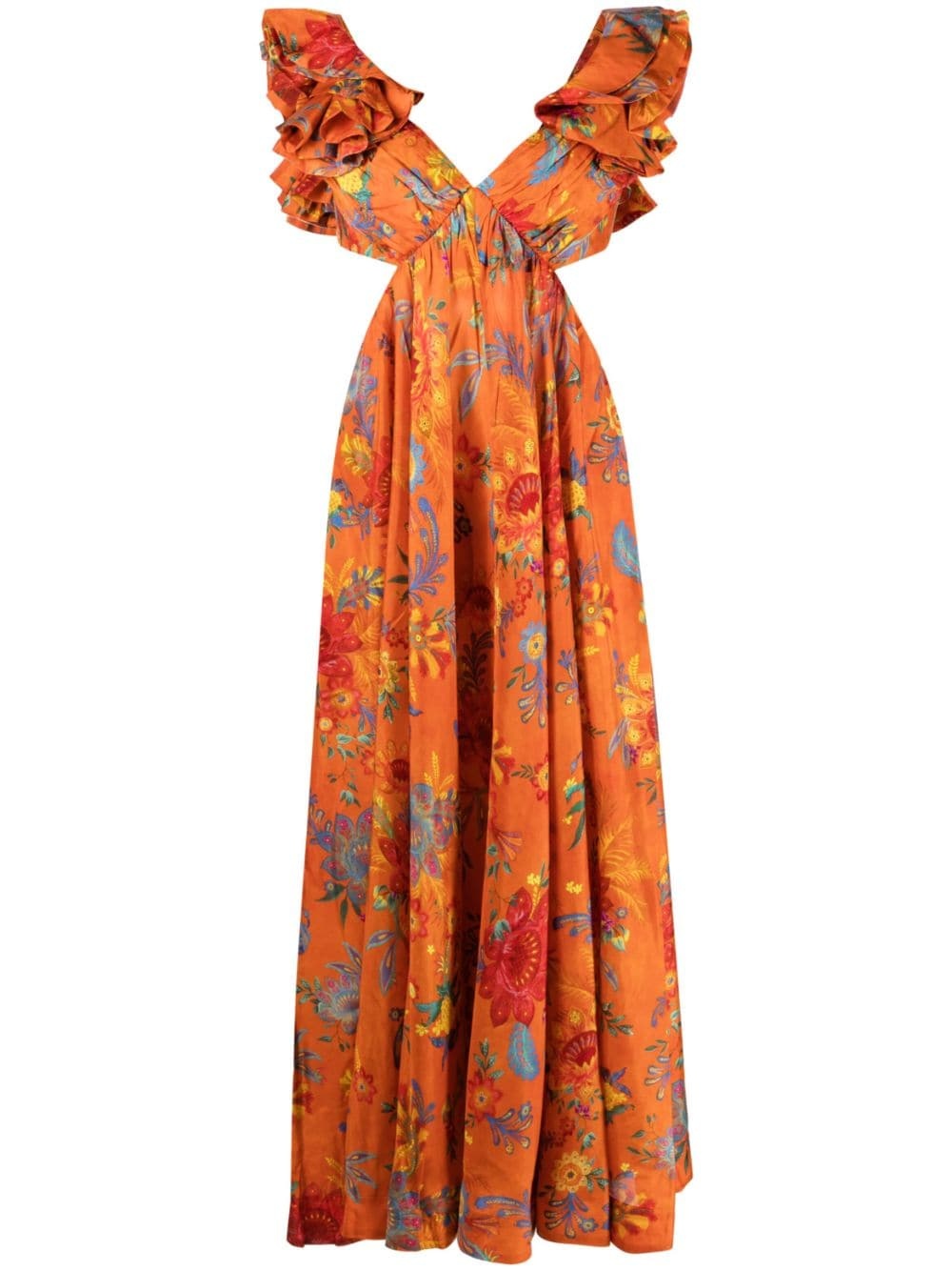 Ginger floral-print silk midi dress - 1