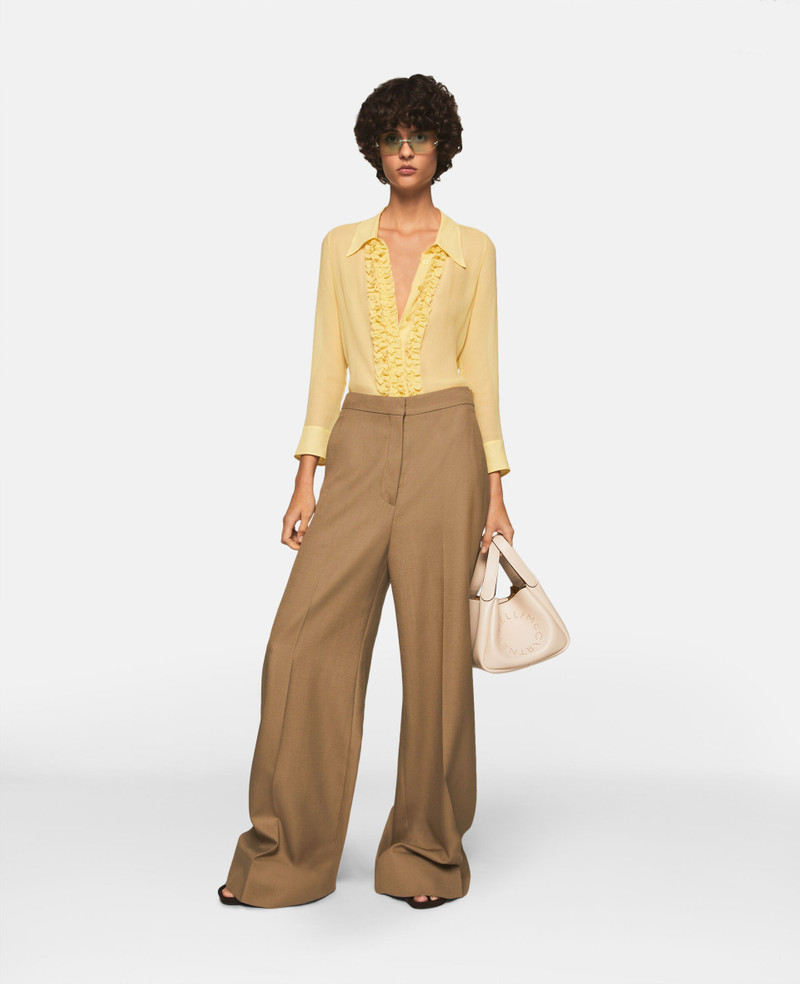 Stella McCartney Sheer Ruffled Silk Tuxedo Shirt outlook