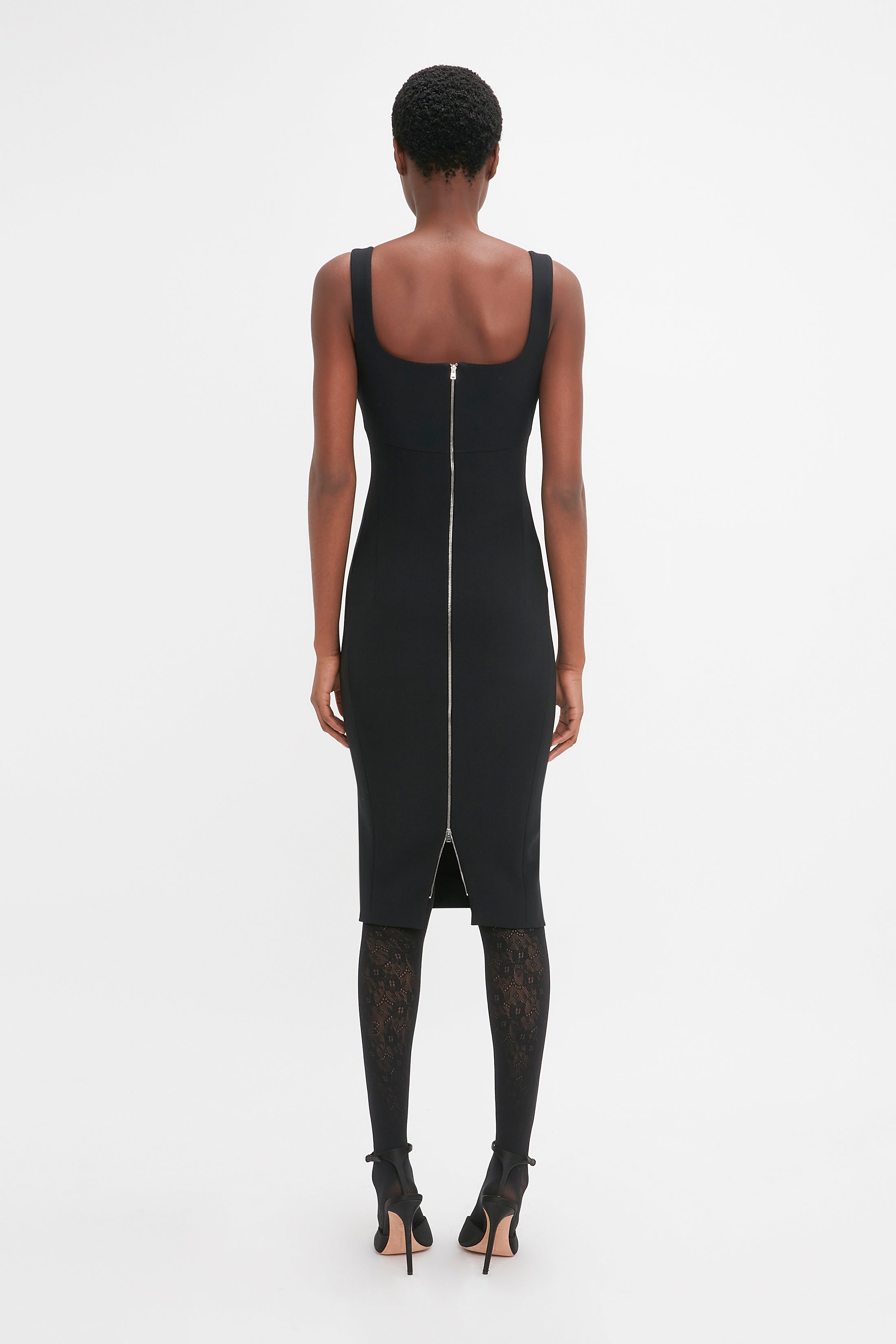 Sleeveless Fitted T-Shirt Dress In Black - 4